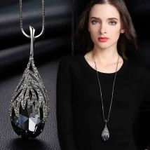 Moda Szary kryształowy Choker Collier Femme Długie naszyjniki dla kobiet Oświadczenie Naszyjniki i wisiorki Akcesoria