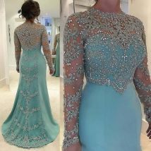 Strass Perlen Appliques Mutter der Braut Kleider Mint Green Meerjungfrau Hochzeit Kleid Sparkly