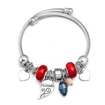 New Stainless Steel 6 Colors Beading Bracelet Friend Nameplate  Heart-Shaped Bangles 2022 Best Gift For Someone Bracelet Jewelry