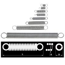 10/5/3/2 Stück Drahtdurchmesser 0,5 mm, Außendurchmesser 3 mm ~ 7 mm, Zugfederhaken aus SUS304-Edelstahl, zylindrische, spiralförmige Rückzugsverlängerungsspule