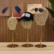 Adjustable Gold Metal Male Female Kid Mannequin Head Hat Holder Caps Wigs Display Stand