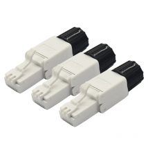 RJ45 Cat6A Connectors Tool-Free Reusable Ethernet Termination Plugs For 23AWG SFTP UTP Cable, Easy Internet Plug