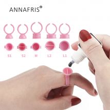 ANNAFRIS 100 sztuk paleta do rzęs jednorazowe pierścienie kleju uchwyt kubek z tuszem do tatuażu przedłużanie rzęs uchwyt samoprzylepny narzędzia przybory do makijażu