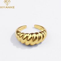 XIYANIKE Silver Color Oblique Thread French Ring Women Simple Opening Fashion Jewelry Refinement Prevent Allergy Gift