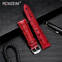 REMZEIM Straußenmuster Leder Uhrenarmbänder Armband Schwarz Blau Rot Braun Uhrenarmband Für Damen Herren 18 20 22 mm Armband
