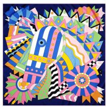 Manual Hand Rolled Twill Silk Scarf Women Celebration Horse Print Square Scarves Echarpes Foulards Femme Wrap Bandana Hijab 90CM
