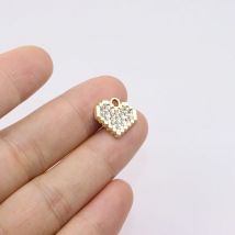 Eruifa 6pcs 14mm Pretty Lovely Heart With Rhinestone Coin Zinc Alloy Necklace,Earring Bracelet Jewelry DIY Handmade 2 Colors