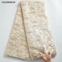 Gold afrikanische Jacquard Stoff Spitze nigerian ische französische Tüll Spitze hochwertige Brokat Spitze Stoff für Hochzeits feier Kleid s2285