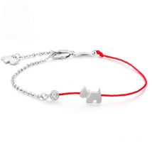 S925 Sterling Silver Dog Pig Charm Bracelet Red String Adjustable Chain Jewelry for Women Pet Lover Gift Cute Animal Bracelets