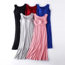 Sexy Nachtwäsche Frauen neue Sommer Weste Kleid Frau Nachthemden Brust BH gepolstert Nachthemd weibliche modale Baumwolle Nachthemd M-4XL