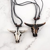 Tauren Necklace Cow's Skull Pendant Cool OX Head Choker Retro Jewelry Tribal Style Imitation Yak Bone Necklace Amulet