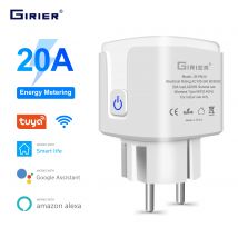 GIRIER Tuya Smart Wifi Plug 20A Telecomando Presa intelligente Presa EU Power Monitor Funzione timer Funziona con Alexa Google Home