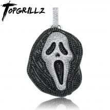 TOPGRILLZ Neue Mode Hohe Qualität Iced Schädel Anhänger Halskette Mit Tennis Kette Zirkonia Hip Hop Geschenk Für Männer