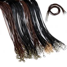 20 teile/los 1.5/2mm schwarzes Leder Schnur schnur Wachs geflochten 45 5cm verstellbare Kette Karabiner verschluss Halsketten Anhänger Schmuck Befunde