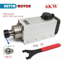 Kwadratowe wrzeciono chłodzone powietrzem 6KW 380V ER32 wycięcie 0,01mm 4 łożyska do frezarki grawerującej CNC