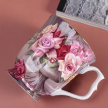 260ml Bauernhaus Stil Rose Bone China Kaffeetasse Tasse Haushalt Wasser Tasse großkalibrige Tasse Trink geschirr 120*10mm