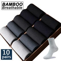 Hohe Qualität 10 Paare/los Männer Bambus Faser Socken Männer Atmungsaktive Kompression Lange Socken Business Casual Männlich Große größe 38-45