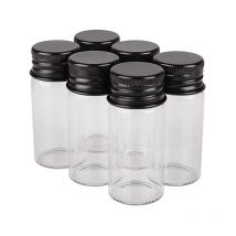 10pcs 10ml 22*50mm Glass Jars with Black Aluminum Lids Empty Glass Bottles Crafts Vials glass vessels for Wedding Favors