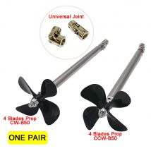 1 Paar RC-Bootsmotor, 4 mm Edelstahl-Schaftsatz, Metall-Universalgelenk mit 50 mm CW/CCW 4-Blatt-Propeller