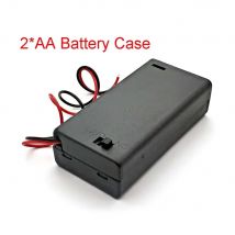 2AA 3V Schwarz Batteriehalter Stecker Aufbewahrungskoffer Box EIN/AUS-Schalter mit Anschlusskabel leicht
