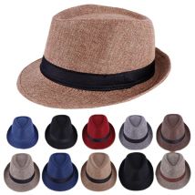 Spring&Summer  Men's Hats Fedoras Imitation Linen Top Jazz  Hat Adult Bowler Hats Classic Version Chapeau Hats
