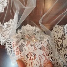 Maßgeschneiderter Kathedralen-Mantilla-Hochzeitsschleier, Wimpernspitze, 3 m, einlagig, langer