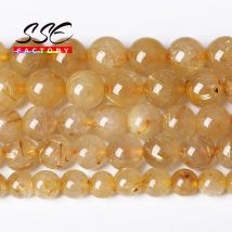 Top Qualität Natürlichen Gold Rutilated Quarz Kristalle Lose Perlen 15 "Strand 4 6 8 10 12MM Für Schmuck, die DIY Armbänder Halskette