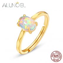 Allnoel Sterling Silber veränderbare Ringe für Frauen synthetischen Opal vergoldet elegante einfache Stil klassische feine Schmuck Geschenke