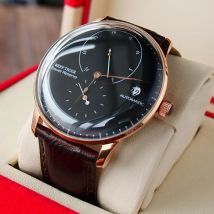 Riff Tiger/RT Top Marke Luxus Ventige Uhren Mens Rose Gold Wasserdicht Automatische Uhr Echtes Lederband Uhren RGA82B0-2