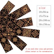 Moroccan Style Retro Pattern Strip Tile Sticker Furniture Kitchen Home Decor Wallpaper Peel & Stick Waterproof Art Wall Decals