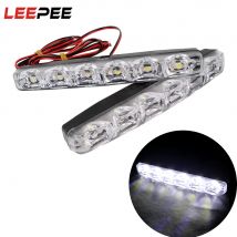 LEEPEE 1 Para DRL LED Samochodowe światła do jazdy dziennej 6 diod LED DC 12V Automatyczne światła przeciwmgielne Światła drogowe Samochodowe światła drogowe Super jasne