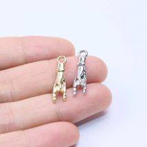 Eruifa 20pcs 20*5mm Beautiful 3D Hand Zinc Alloy Jewelry DIY Charms Pendant Women Girl Necklace, Earring Bracelet 2 Colors