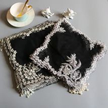 Square27CM Neue Mesh Spitze Perlen Serviette Tischset Dressing Tisch Schmuck Box Tuch Abdeckung Handtuch Lampe Kissen Küche dekoration
