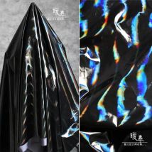 Regenbogen-Laser-Daunenstoff, holografisch, hellschwarz, wasserdicht, DIY-Dekoration, Taschen, Strumpfhosen, Hosen, Daunenjacke, Kleidung, Designer-Stoff