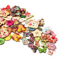 New button fashion Mixed Painting Wooden Buttons For Crafts Scrapbooking Sewing Clothes Button DIY Apparel Supplies