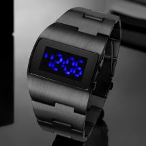 Fashion Led Digital Uhr Männer Nilitary Sport Uhren Schwarz Edelstahl Große Handgelenk Multifunktions Elektronische Armbanduhren Männer