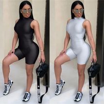 BKLD Damen Einfarbiger Romper Damen Jumpsuit Clubwear 2026 Sommer Neue Mode Ärmellos O-Ausschnitt Lässiger Damen Bodycon Kurzer Romper