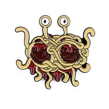 Humorous Flying Spaghetti Pasta Monster Enamel Brooch Badge Children's Toy Hat Cowboy Lapel Backpack Accessories For Friends