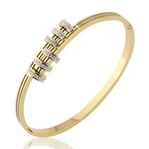 New Stainless Steel  Jewelry Crystal Bracelets Half Face Hollow Design Bangle For Women's Love Gifts Wholesale