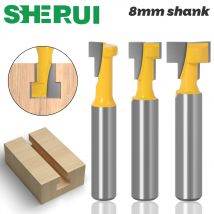3pc 8mm Schaft T-Slot Cutter Router Bit Set Hex Bolzen Schlüssel Loch Bits T Schlitzen Fräsen cutter für Holz Holzbearbeitung