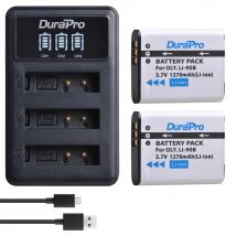 DuraPro DB-110 Li-90B Li-92B Akku + Ladegerät für Ricoh GR III, GR IIIX für Olympus XZ-2 SH-50 SH-1 SP-100 Tough TG-1 TG-2 TG-3
