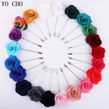 YO CHO Hochzeit Seide Blume Im Knopfloch Bräutigam Brosche Pins Knopfloch Groomsmen Boutonniere Künstliche Rose Blume Prom Party Zubehör