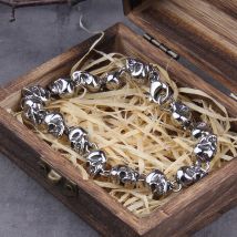 Edelstahl neues Design Männer Punk Totenkopf Kettenarmband Männer Mode Edelstahl Bettelarmband Schmuck mit Box