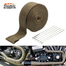 Cinta térmica para silenciador de motocicleta, banda de escape, envoltura térmica, aislamiento de protección térmica de fibra de vidrio con bridas de acero inoxidable, Termotape de 5CM x 5M