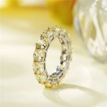 Ewigkeit Kissen cut 4mm Topaz Cz ring Echt 925 sterling silber, Verlobung, Hochzeit Band Ringe für frauen Braut Partei schmuck