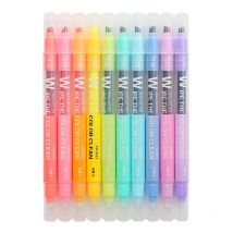 10 Teile/satz Doppel Kopf Löschbaren Highlighter Stift Marker Meißel Spitze Marker Fluoreszierende Schule Schriftlich Textmarker Farbe Nette
