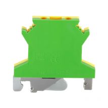 10 Pcs USLKG2.5 Din Rail Ground Terminal Block  Electrical Wrie Conductor Yellow Green Voltage Guide Connection USLKG-2.5