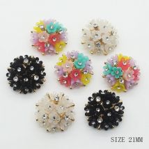 New 21MM 5pcs round beautiful flowers sewing buttons crystal resin gift box decoration clothing accessories DIY small jewelry