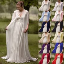 Hochzeit Braut Chiffon Lange Cape Dinner-Party Formale Dame Mantel Oansatz Prom Frauen Schal Weiche Elegante Bolero Weiß Schwarz