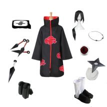 Brdwn Akatsuki Unisex Itachi Anzug Cosplay Kostüm (Red Cloud Mantel + Stirnband + Schuhe + Ring +